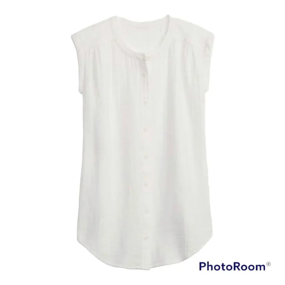 NWT Gap Kids Crinkle Gauze Sleeveless Tunic Dress Cream White (M 8)